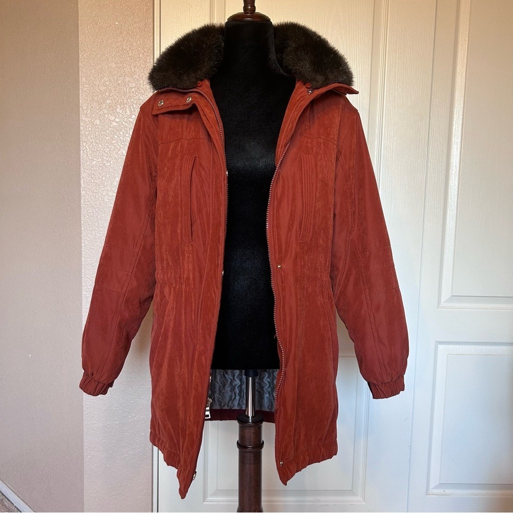 Mackintosh Quilted Puffy Hooded with Faux Fur Collar Jacket‎ Coat Size Medium
